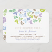 Retro Chicks Boy Baby shower Party Invitation Kaart (Voorkant / Achterkant)