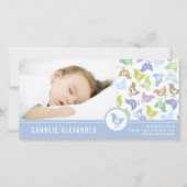 Retro Chicks Boy Geboortedatum Foto Card Aankondiging (Voorkant)