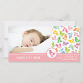 Retro Chicks Girl Birth Announge Foto Card Aankondiging (Voorkant)