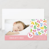 Retro Chicks Girl Birth Announge Foto Card Aankondiging (Voorkant / Achterkant)