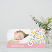 Retro Chicks Girl Birth Announge Foto Card Aankondiging (Staand voorkant)