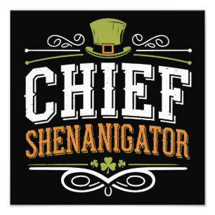 Retro Chief Shenanigator Lucky Leprechaun Hoed  Foto Afdruk