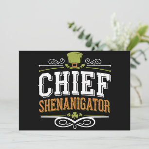 Retro Chief Shenanigator Lucky Leprechaun Hoed  Kaart
