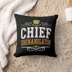 Retro Chief Shenanigator Lucky Leprechaun Hoed  Kussen