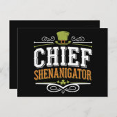 Retro Chief Shenanigator Lucky Leprechaun Pet Briefkaart (Voorkant / Achterkant)