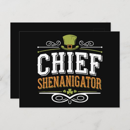 Retro Chief Shenanigator Lucky Leprechaun Pet Briefkaart (Voorkant / Achterkant)