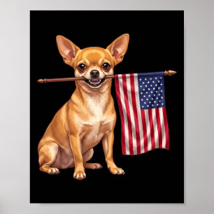 Retro Chihuahua Amerikaanse Vlag Patriottische Hon Poster