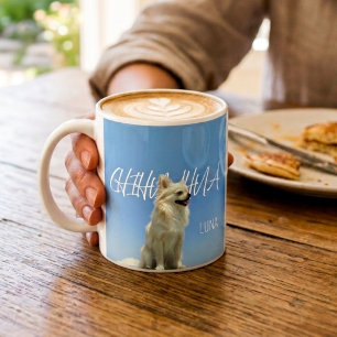 Retro Chihuahua Blauwe Lucht Aangepaste Mok Voor H