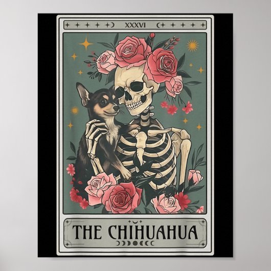 Retro Chihuahua Dog Lover The Moon Halloween , Wom Poster (Voorkant)
