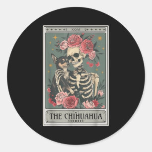 Retro Chihuahua-hondliefhebber De Maan Halloween , Ronde Sticker