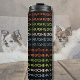 Retro Chihuahua Typografie Kleurrijk Hondenliefheb Thermosbeker