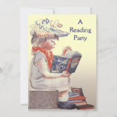 Retro Child Reading Party Book Club Invitation Kaart (Voorkant)