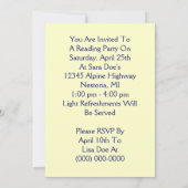 Retro Child Reading Party Book Club Invitation Kaart (Achterkant)