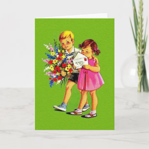 Retro Children Greetings Note Kaart
