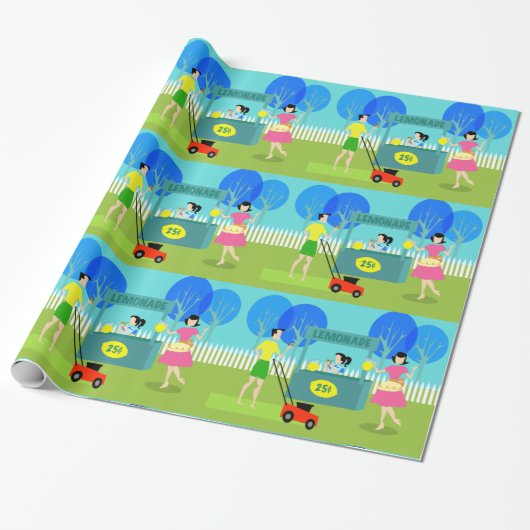 Retro Children's limonade standaard Cadeaupapier (Uitgerold)