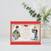 Retro Children's Valentijn Red Feestdagenkaart (Staand voorkant)