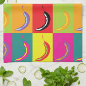 Retro Chili Pepper Pop Art Bright Mexican Kitchen Theedoek (Gevouwen)