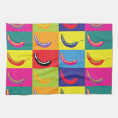 Retro Chili Pepper Pop Art Bright Mexican Kitchen Theedoek (Horizontaal)