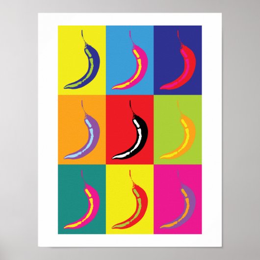 Retro Chili Pop Art Bright Kitchen Food Print (Voorkant)
