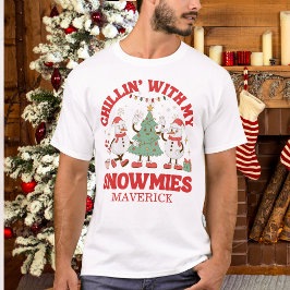 Retro Chillen Met Mijn Sneeuwvrienden Kerstmis T-shirt