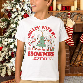 Retro Chillen Met Mijn Sneeuwvrienden Kerstmis T-shirt