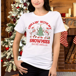 Retro Chillen Met Mijn Sneeuwvrienden Kerstmis Tri-Blend Shirt