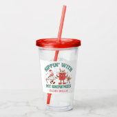 Retro Chillin' met mijn sneeuwpoppen Acryl Drinkbeker (Achterkant)