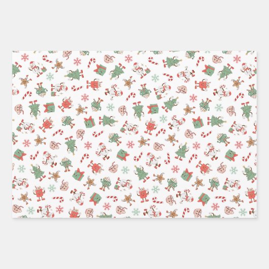 Retro Chillin' met mijn sneeuwpoppen Inpakpapier Vel (Voorkant)