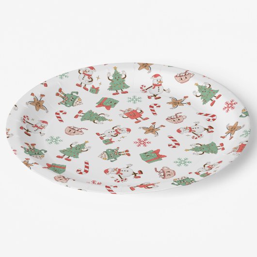 Retro Chillin' met mijn sneeuwpoppen Papieren Bordje (Gekanteld)