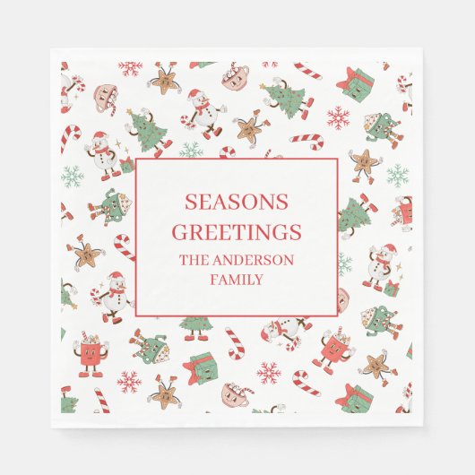 Retro Chillin' met mijn sneeuwpoppen Servet (Voorkant)