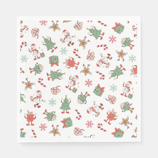 Retro Chillin' met mijn sneeuwpoppen Servet (Voorkant)