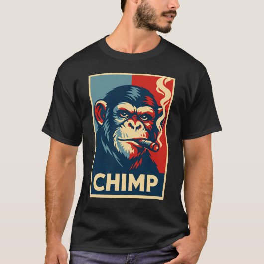 Retro Chimp smoking Cigar Poster T-shirt (Voorkant)