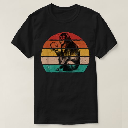 Retro  Chimpansee Aap met schedel T-shirt (Design voorkant)