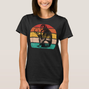 Retro  Chimpansee Aap met schedel T-shirt