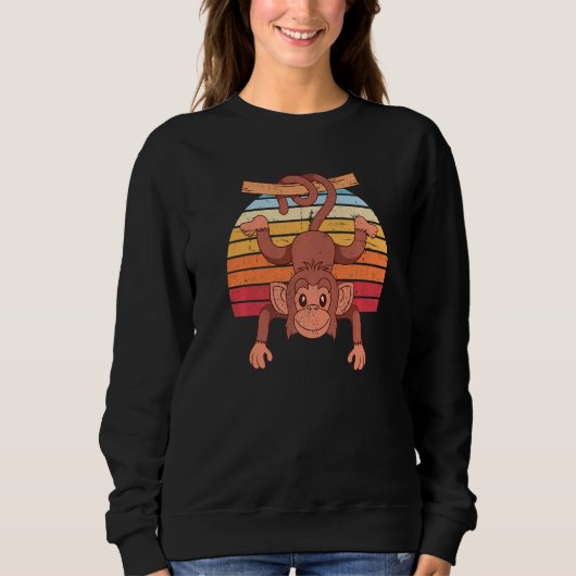 Retro chimpansee dierentuin aap Cute Monkey Trui (Voorkant)