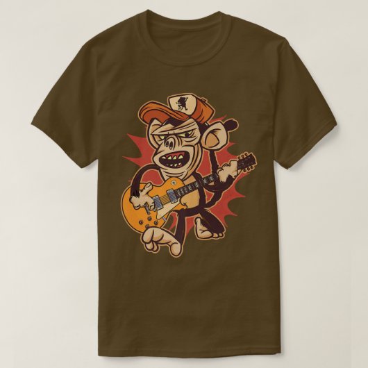 Retro Chimpansee Guitar Player Graphic Premium T-shirt (Design voorkant)