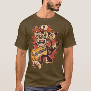 Retro Chimpansee Guitar Player Graphic Premium T-shirt