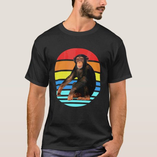 Retro  Chimpansee Monkey Wilde Westen T-shirt (Voorkant)