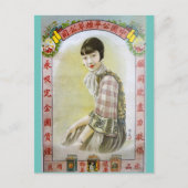 Retro China Sigarette Ad met Flapper Briefkaart (Voorkant)