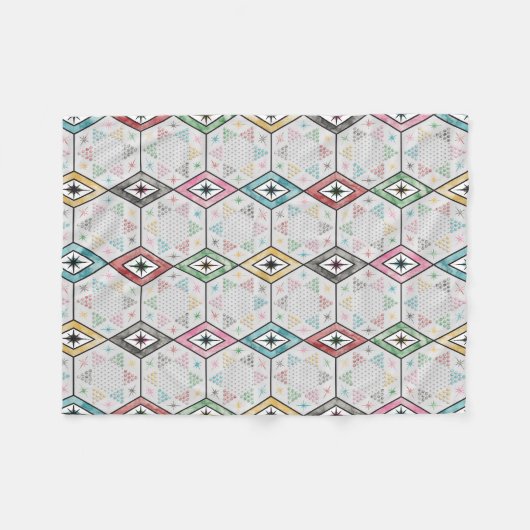 Retro Chinese Checkers Fleece Deken (Voorkant (Horizontaal))