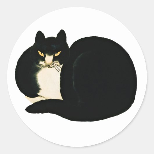 Retro Chinese Qing-dynastie Black Manchu Cat Ronde Sticker (Voorkant)