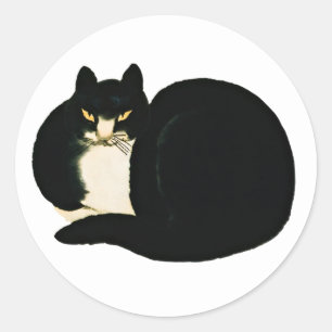 Retro Chinese Qing-dynastie Black Manchu Cat Ronde Sticker