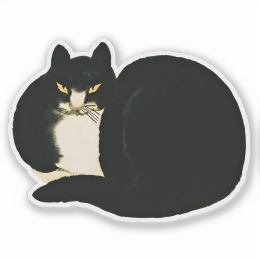 Retro Chinese Qing-dynastie Black Manchu Cat Sticker (Voorkant)