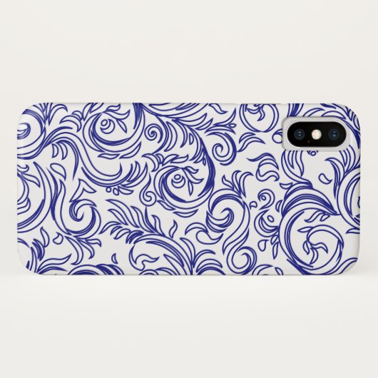 Retro Chinoiserie Blauw en Wit Patroon Case-Mate iPhone Case (Achterkant (horizontaal))