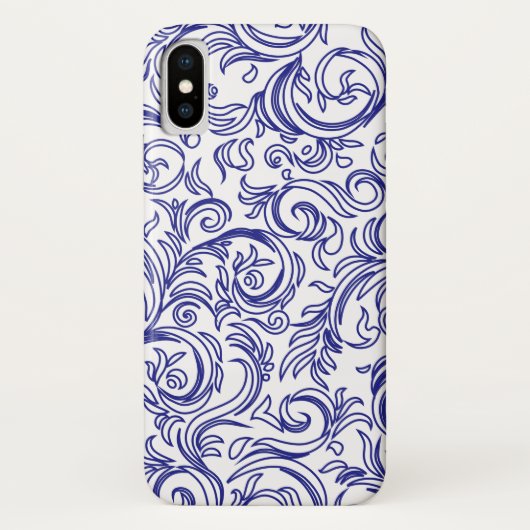 Retro Chinoiserie Blauw en Wit Patroon Case-Mate iPhone Case (Achterkant)