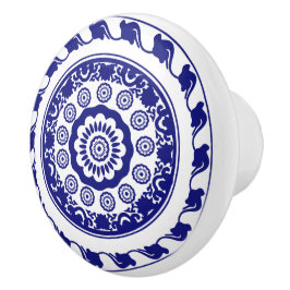 Retro Chinoiserie Blauw en Wit Patroon Keramische Knop