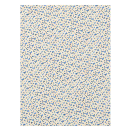 Retro Chinoiserie Blue Butterflies Blush Ivory Tafelkleed (Voorkant)