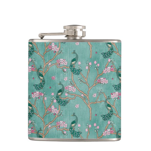 Retro Chinoiserie Hip Flask Heupfles (Voorkant)