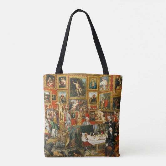 Retro Chique  Art Elegant Goud Monogrammed Tote Bag (Achterkant)
