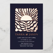 Retro chique bloemenbruiloft folie uitnodiging (Voorkant)